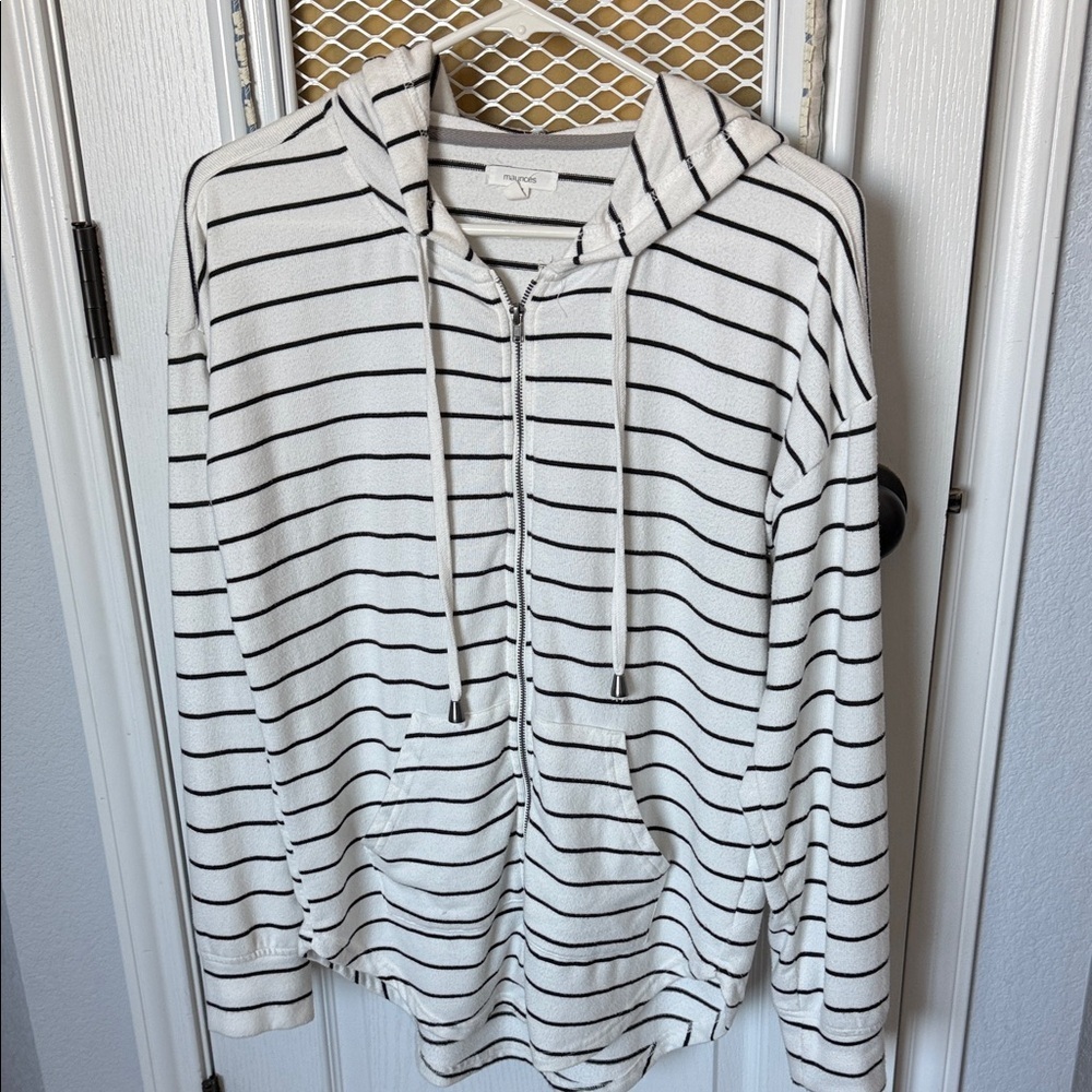 Maurices Black and White Striped Hoodie M